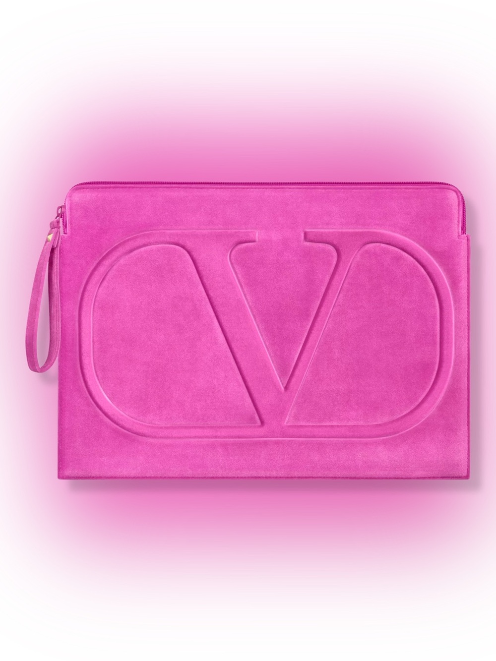 Valentino Hot Pink Embossed V Suede Laptop Sleeve